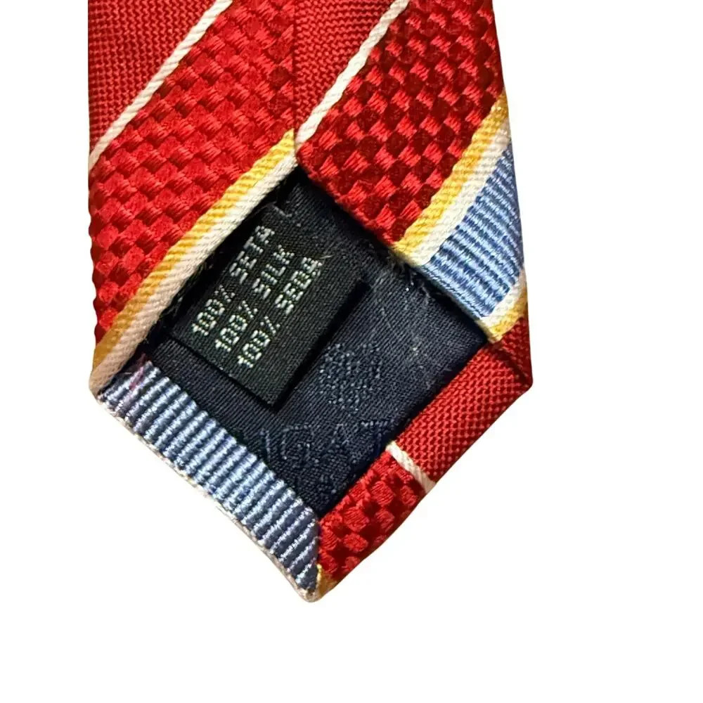 Bugatchi Red & Blue Diagonal Striped 100% Silk Necktie